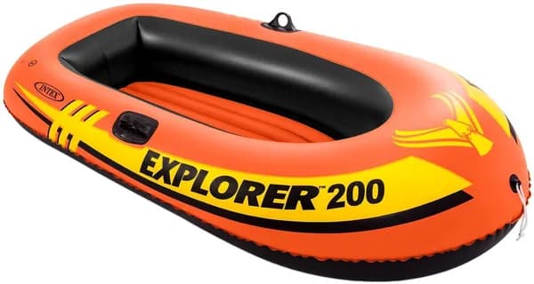 Надувная резиновая гребная лодка Explorer 200 двухместная, с надувным дном, размер 185 х 94 х 41 см, от 6 лет, до 95 кг, 58330NP INTEX