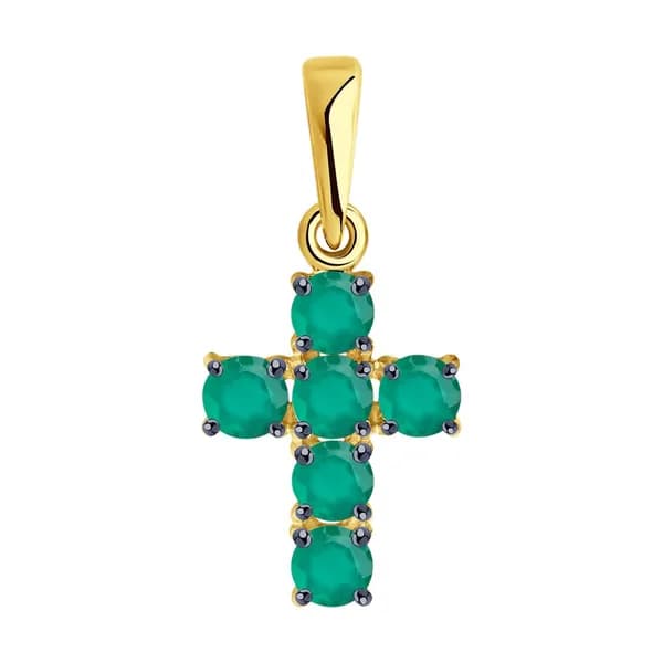Diamant, Подвеска (кулон) из желтого золота с агатами, 53-330-01631-3, крест, 585 проба