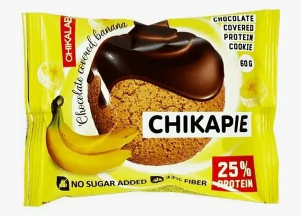 CHIKALAB, Протеиновое печенье в шоколаде без сахара, CHIKAPIE "Банан", 1шт, 60г