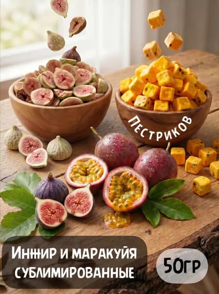Инжир и Маракуйя микс сублимированная натуральная сушеная 50гр