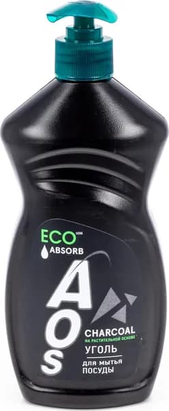 Средство для мытья посуды AOS / АОС Absorb с углем, гель с дозатором 450мл / бытовая химия для дома