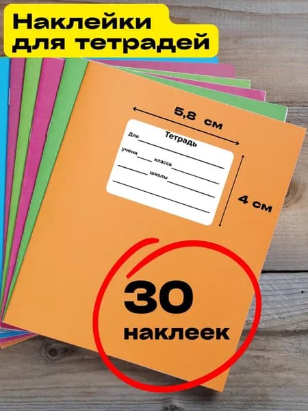 Наклейки на тетради для подписи 30 штук