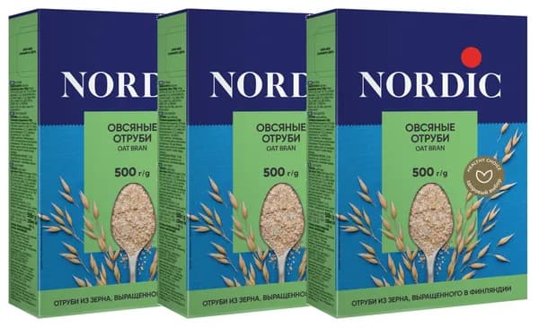 Nordiс овсяные отруби, 500г х 3шт