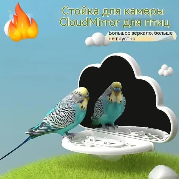 Умная жердочка-тренажер Игровое зеркало с антистресс эффектом для попугаев