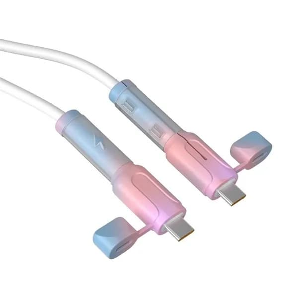 Эластичные защитные накладки для USB-кабеля, Розовый лавандово-голубой - Двойная модель Type C