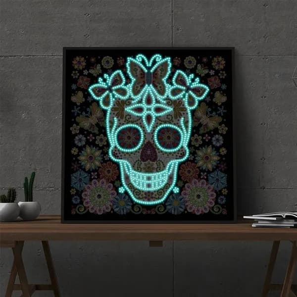 Светящийся в темноте DIY-картинка Скелет с частичной выкладкой стразами, 30 30 см
