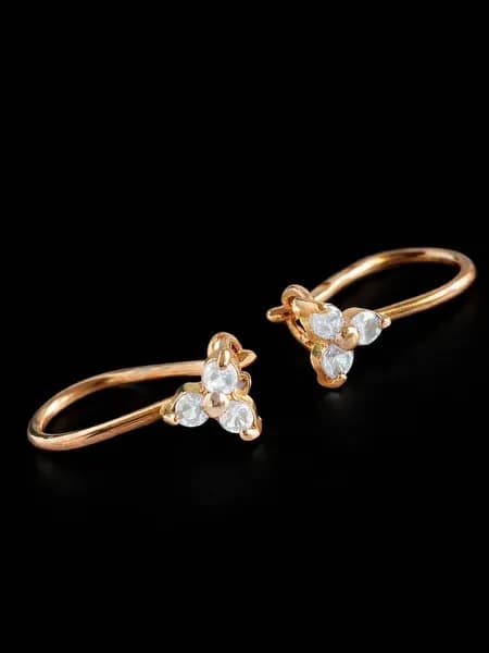 Серьги из красного золота 585 пробы с фианитами бесцветными Со1191