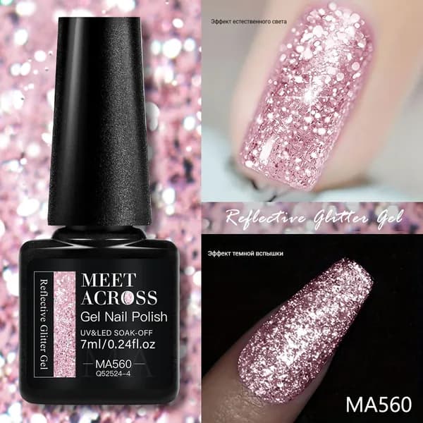 Гель-лак для ногтей с кристаллами и блестками, Crushed Crystal Gel, 7 мл, сияющий гель для дизайна маникюра, UV/LED
