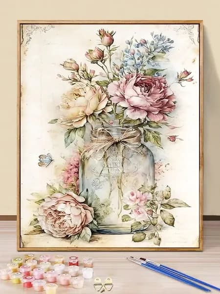 Картина по номерам для взрослых начинающих,цветок, цветной холст, 40x50см, Без рамки