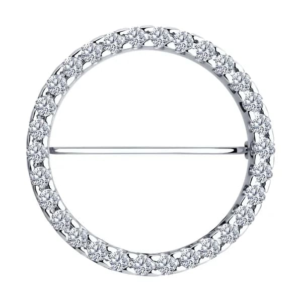 Серебряная брошь DIAMANT-ONLINE с фианитом 925 пробы