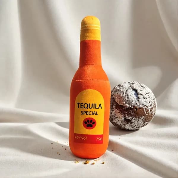 Игрушка для собак в виде бутылки, из прочного плюша, устойчивая к покусыванию, для чистки зубов и с звуковыми эффектами
