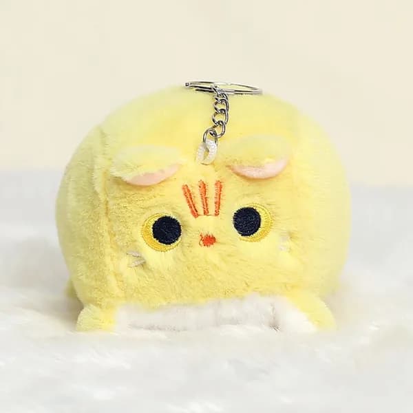 Мягкая игрушка кот куб желтый брелок 12см