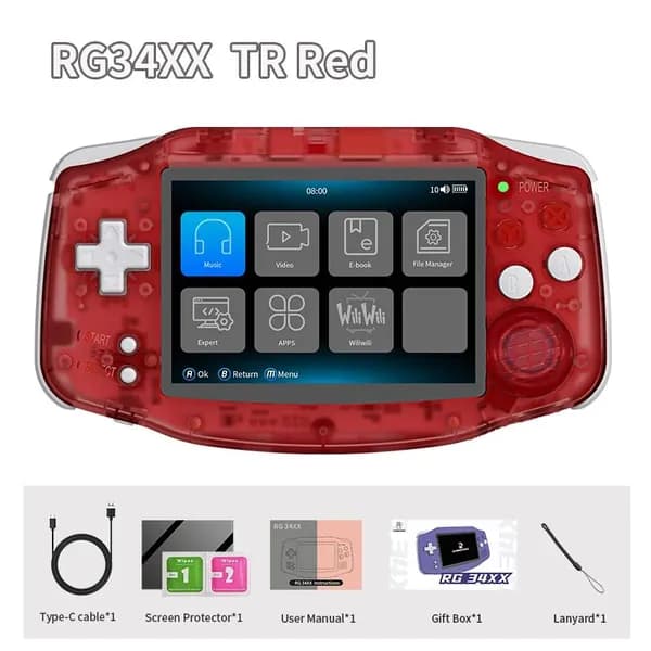 ANBERNIC RG34XX Портативная игровая консоль в стиле ретро с 3,4-дюймовым IPS-экраном, 64-разрядный игровой плеер с поддержкой Linux, поддержка Wi-Fi, Bluetooth, HD TV Выход