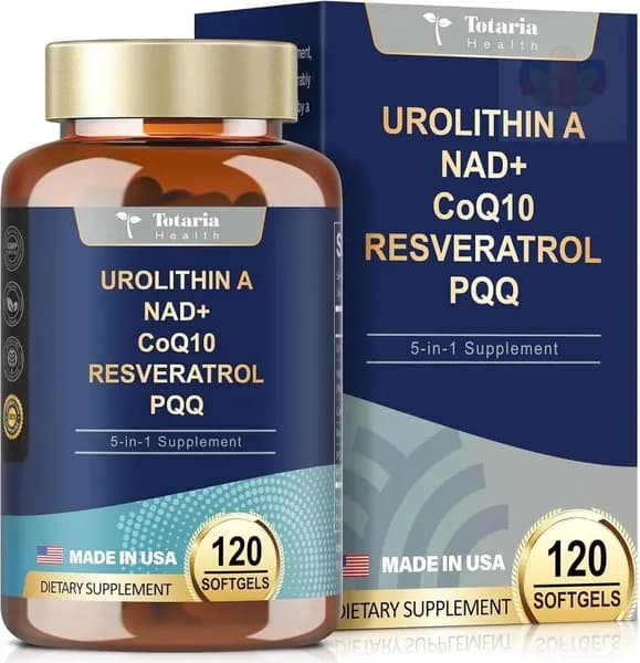 Totaria Urolithin A Supplement 1000mg with NAD+,CoQ10,Resveratrol,PQQ, 120 капсул из США