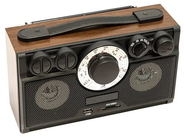 Радиоприемник РП-304 коричневый, 2 x 3 Вт, радио FM, антенна, USB, micro SD, AUX, от сети и бат.