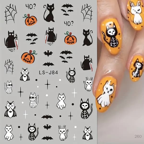 Наклейки для дизайна ногтей Хэллоуин 5 шт