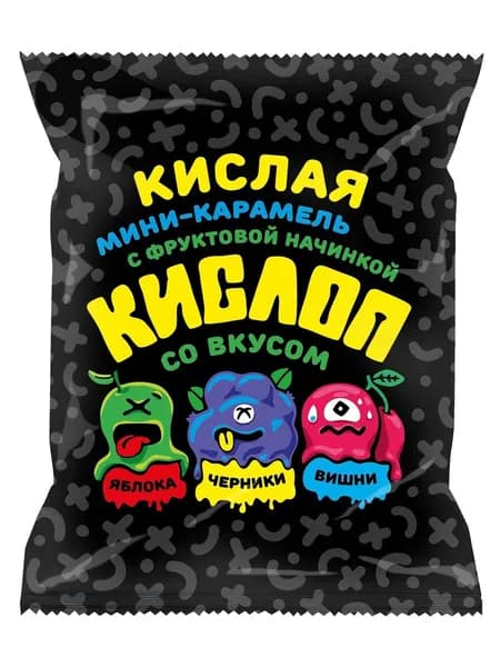 карамель Кислоп с нач.МИКС(со вкусом яблока,вишни,черники),200г