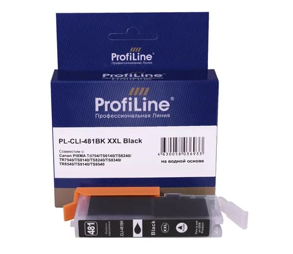 Картридж для струйного принтера CLI-481BK XXL ProfiLine для Canon PIXMA TS704/TS6140/TS6240/TR7540/TS8140 и др., увеличенной емкости, цвет черный