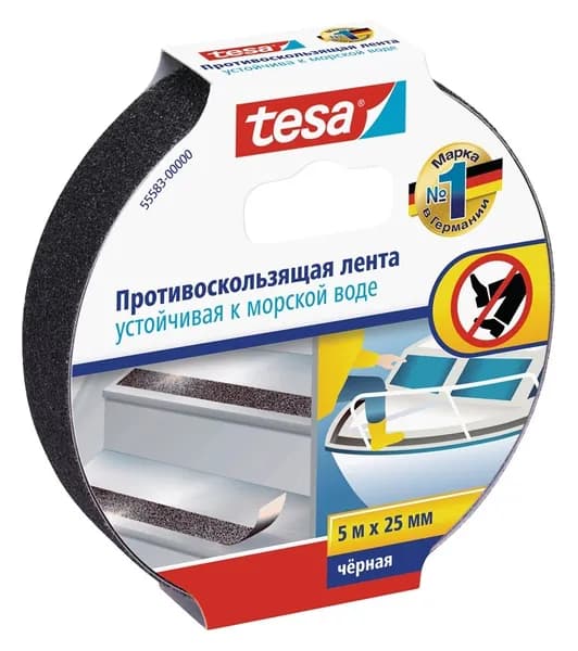 Противоскользящая самоклеящаяся лента средней зернистости tesa 55583 (25 мм Х 5 м) черная