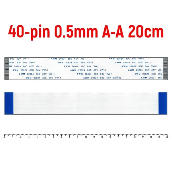 FFC Шлейф 40-pin Шаг 0.5mm Длина 20cm Прямой A-A