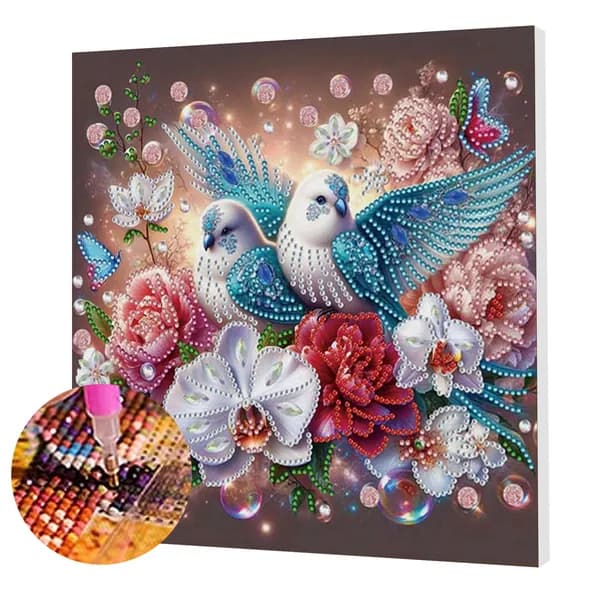 Диамантная картина WQ627 с рамкой, 25 25 см, круглые, фигурные и жемчужные стразы