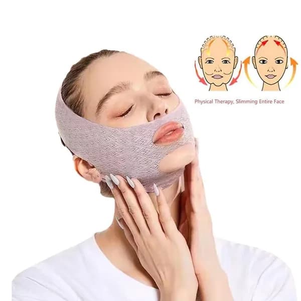 Бандаж для лица и подбородка, маска тканевая подтягивающая для коррекции овала лица, контуринга скул, компрессионная, косметическая, корректирующая, многоразовая. Размер универсальный.