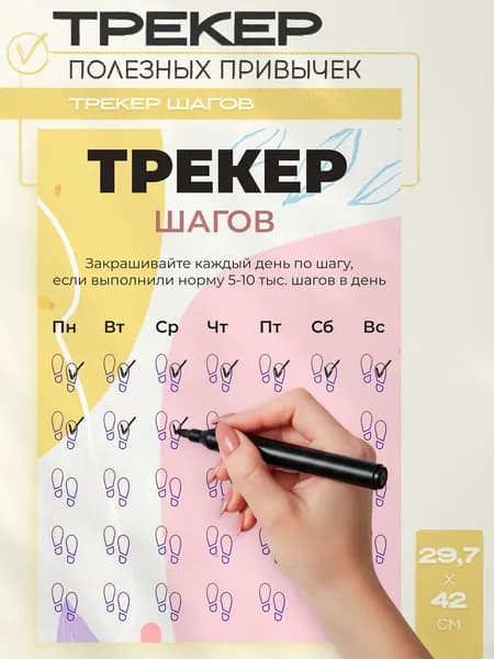 Постер полезных привычек трекер шагов