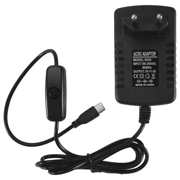 Блок питания для raspberry pi 4b, 5в 3а, type-c с выключателем, usb-c зарядное, вилка eu