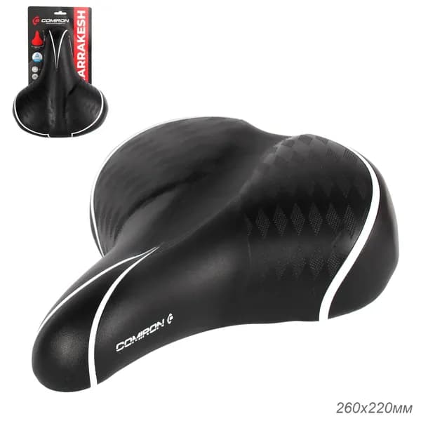 Седло велосипедное комфортное COMIRON 260x220. Цвет: Блэк