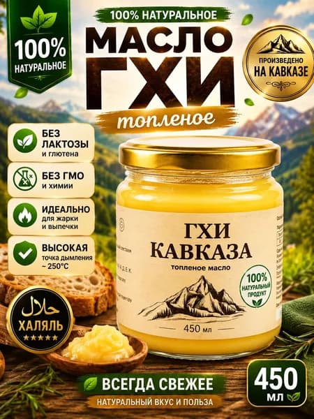Гхи Кавказа Топленое масло 99% 400г. 1шт