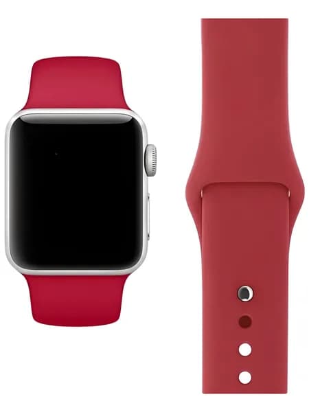 Силиконовый ремешок для часов Apple Watch 38/40/41 мм / Ремешок для часов эпл вотч 38/40/41 мм алая роза (№25), размер S