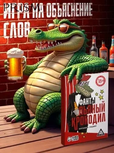 Настольная алко игра "Пьяный крокодил", 20 карт, 18+