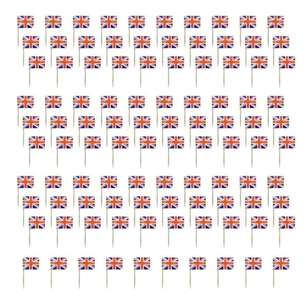 Зубочистки-флаги для тортов и кексов, 100 шт., - UK