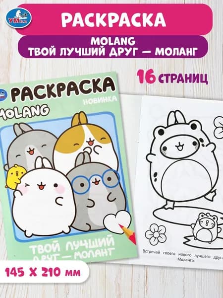 Раскраска для детей Твой лучший друг Моланг, 16 страниц, Умка