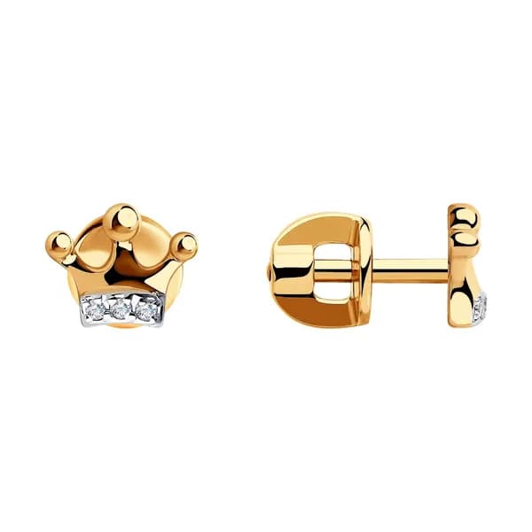 Золотые серьги DIAMANT-ONLINE с фианитом 585 пробы