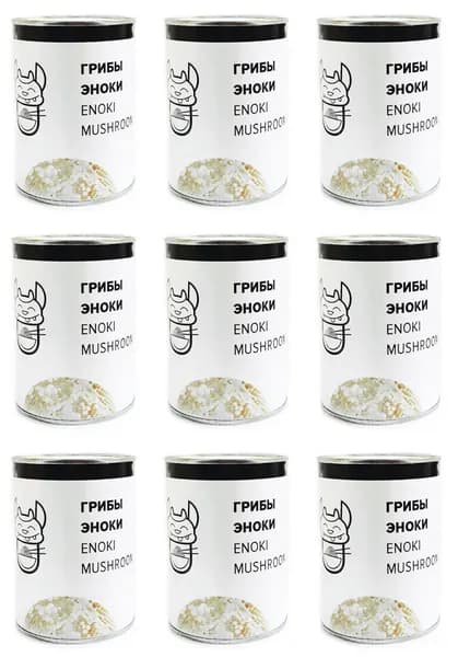 Вкус Азии Грибы консервированные Еноки Золотые нити, 400 г, 9 шт /