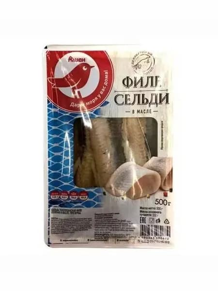 Филе сельди АШАН Красная птица в масле 500 г
