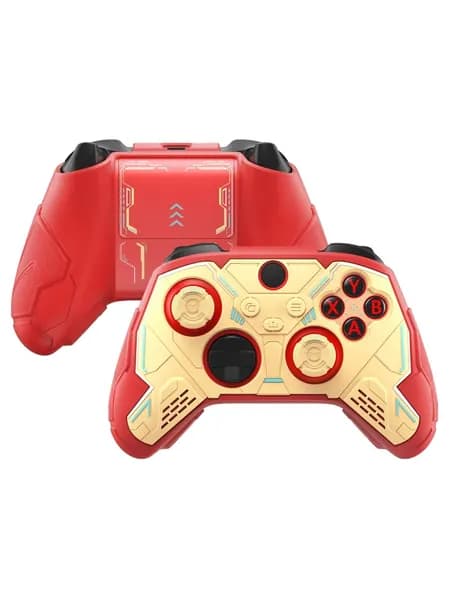 PlayVital силиконовый чехол Stellar Mecha, противоскользящий Grip Protector, накладки на стики, стикеры, для Xbox Series X/S, Crimson Red, Iron Yellow