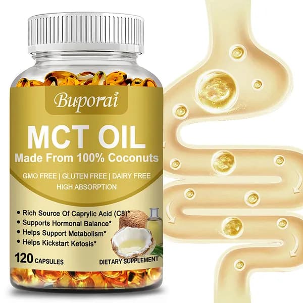 Мягкие капсулы Buporai с маслом MCT - изготовлены из 100% кокоса - поддерживают гормональный баланс, метаболизм и способствуют развитию кетоза