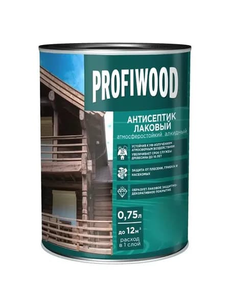 Антисептик Profiwood алкидный лаковый для дерева, цвет орех, 0.7 кг, защита УФ и плесень