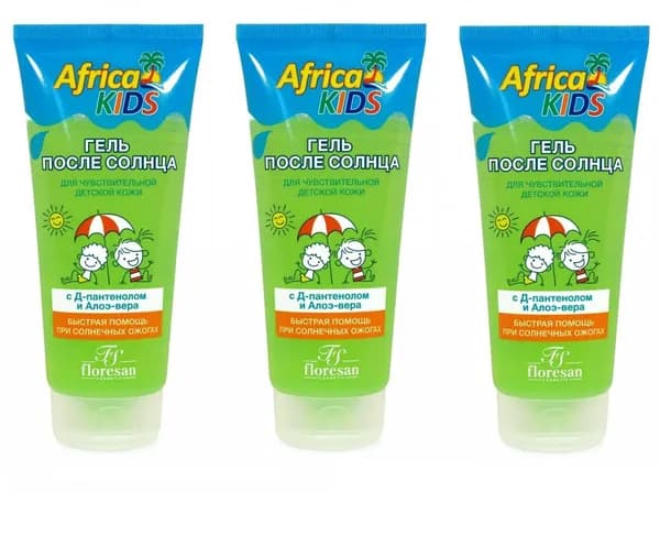 Floresan Гель после солнца Africa kids, для чувствительной детской кожи, 200 мл, 3 уп.