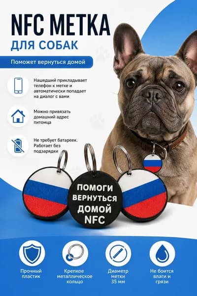 умный NFC адресник для собак