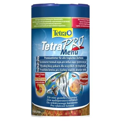 Tetra Pro Menu / Корм Тетра для всех видов рыб "4 вида" мелких хлопьев 250 мл