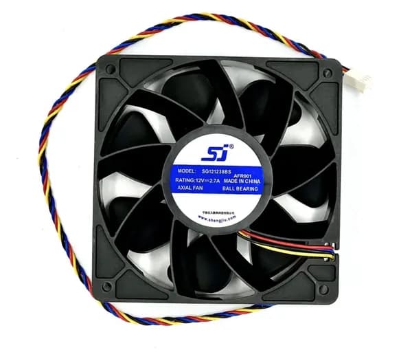 Кулер (вентилятор) SJ (SG121238BS) 12V, 2.7A, 120x120x38 мм, 4 pin (пин), 6000 оборотов для Корпуса, GPU, Asic. Комплект - 1 шт.
