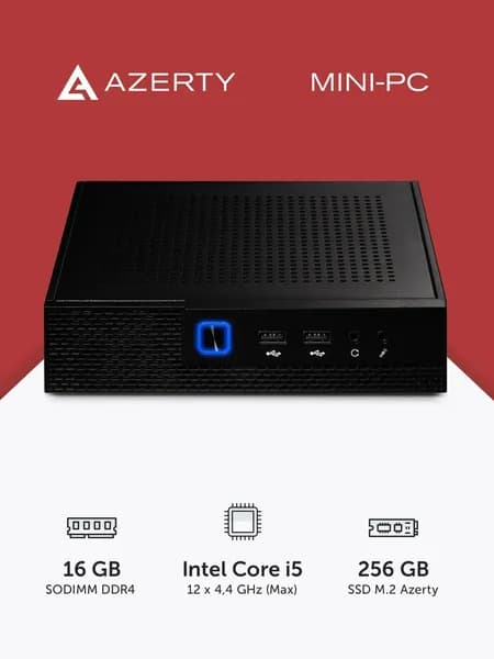 Azerty Мини-ПК Мини ПК для учебы и работы AZ-0029 (Intel Core i5-1240P, RAM 16 ГБ, SSD 256 ГБ, Intel Iris Xe Graphics, Windows), черный