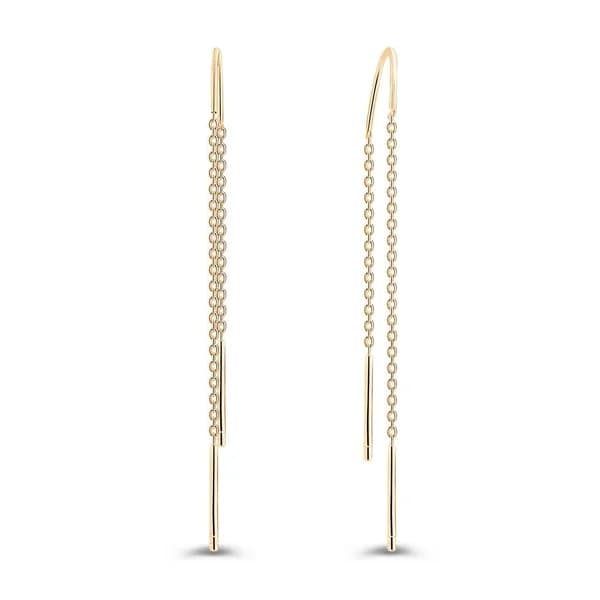 Серьги протяжки женские из красного золота 585 пробы, длинные 585GOLD
