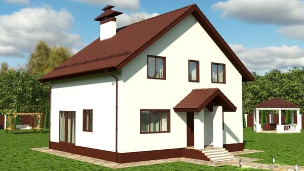 136,0 м2 - Проект для ипотеки и строительства дома 15-0052А (9,64*9,22 м, газосиликатный блок 400 мм, декоративная штукатурка)