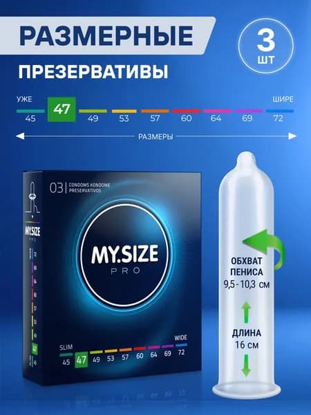 Презервативы MYSIZE маленький размер 47, 3 шт