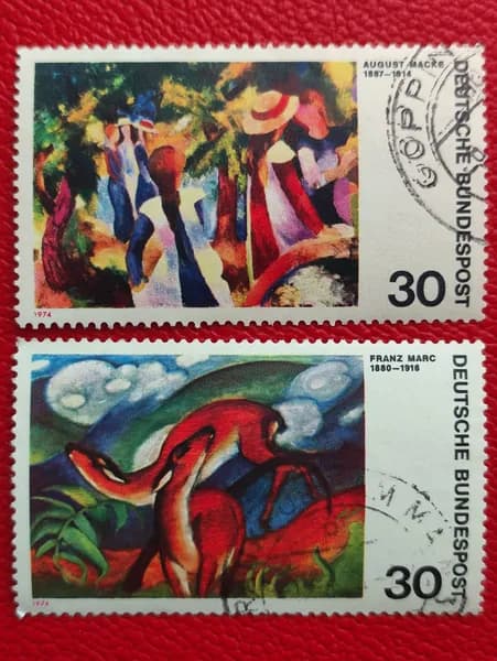 Марки Германия 1974. Картины немецких экспрессионистов. Гашение. см фото.