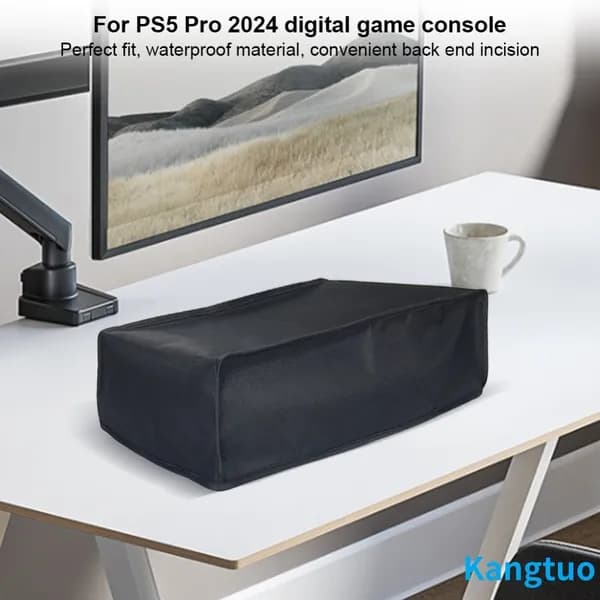 Чехол для игровой консоли Sony PS5 Pro 2024 с приводом, из ткани оксфорд 1680D, чёрный с чёрной окантовкой